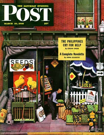 Stevan Dohanos Saturday Evening Post Hardware Store 1946_03_16 | The Saturday Evening Post Graphic Art Covers 1931-1969