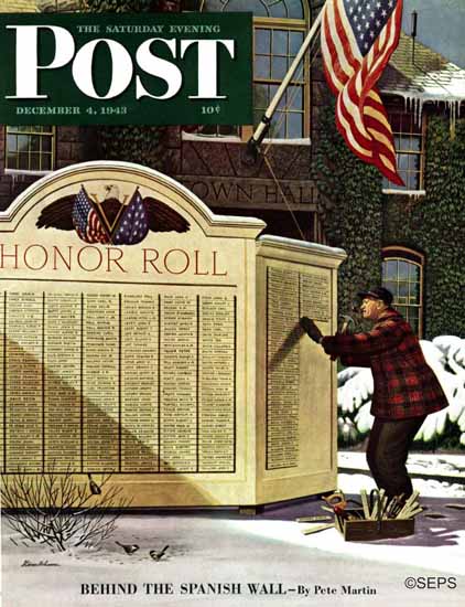 Stevan Dohanos Saturday Evening Post Honoring the Dead 1943_12_04 | The Saturday Evening Post Graphic Art Covers 1931-1969