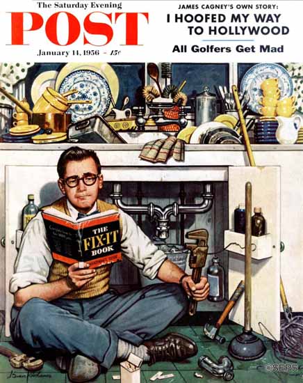 Stevan Dohanos Saturday Evening Post Mister Fix-It 1956_01_14 | The Saturday Evening Post Graphic Art Covers 1931-1969