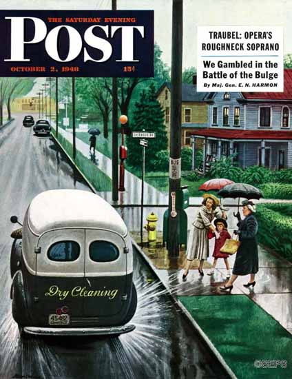 Stevan Dohanos Saturday Evening Post Muddied by Truck 1948_10_02 | The Saturday Evening Post Graphic Art Covers 1931-1969