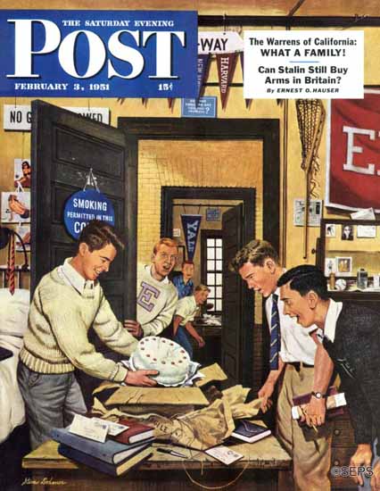 Stevan Dohanos Saturday Evening Post Package from Home 1951_02_03 | The Saturday Evening Post Graphic Art Covers 1931-1969