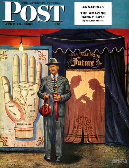 Stevan Dohanos Saturday Evening Post Palmist 1950_06_10 | The Saturday Evening Post Graphic Art Covers 1931-1969