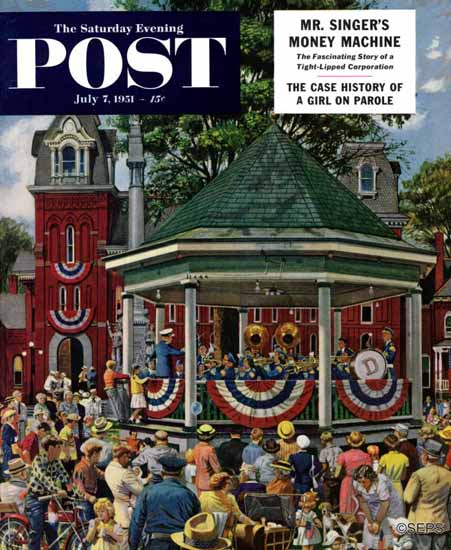 Stevan Dohanos Saturday Evening Post Patriotic Band Concert 1951_07_07 | The Saturday Evening Post Graphic Art Covers 1931-1969