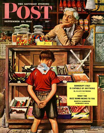 Stevan Dohanos Saturday Evening Post Penny Candy 1944_09_23 | The Saturday Evening Post Graphic Art Covers 1931-1969