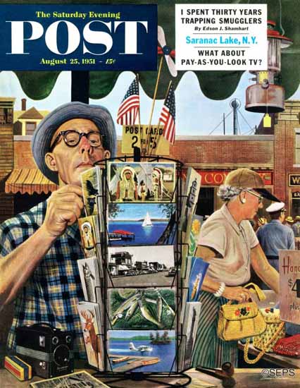 Stevan Dohanos Saturday Evening Post Postcards 1951_08_25 | The Saturday Evening Post Graphic Art Covers 1931-1969