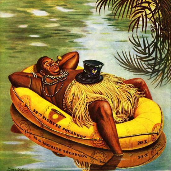 Stevan Dohanos Saturday Evening Post Raft 1945_12_01 Copyright crop | Best of 1940s Ad and Cover Art