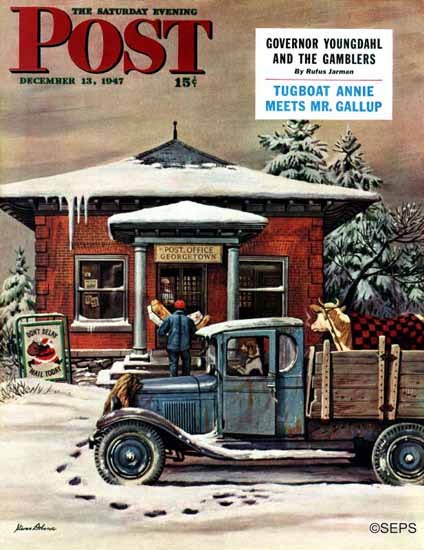 Stevan Dohanos Saturday Evening Post Rural Post Office 1947_12_13 | The Saturday Evening Post Graphic Art Covers 1931-1969