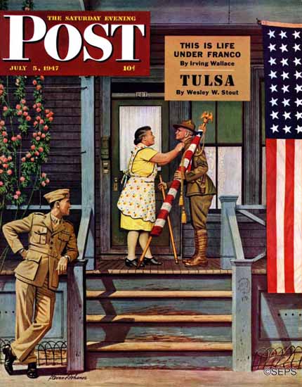 Stevan Dohanos Saturday Evening Post Two Vet Generations 1947_07_05 | The Saturday Evening Post Graphic Art Covers 1931-1969