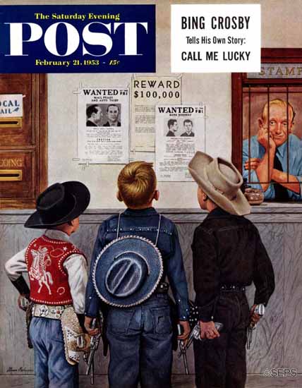 Stevan Dohanos Saturday Evening Post Wanted Posters 1953_02_21 | The Saturday Evening Post Graphic Art Covers 1931-1969