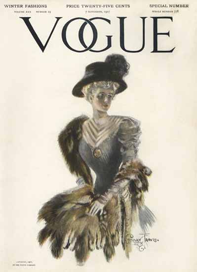 Stuart Travis Vogue Cover 1907-11-07 Copyright | Vogue Magazine Graphic Art Covers 1902-1958