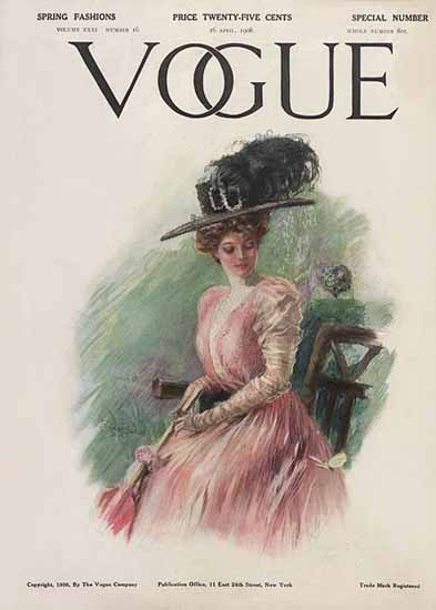 Stuart Travis Vogue Cover 1908-04-16 Copyright | Vogue Magazine Graphic Art Covers 1902-1958