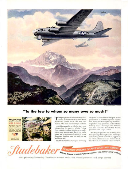 Studebaker 1943 Aircraft We Owe So Much | Vintage War Propaganda Posters 1891-1970