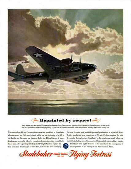 Studebaker 1945 Flying Fortress Reprinted | Vintage War Propaganda Posters 1891-1970