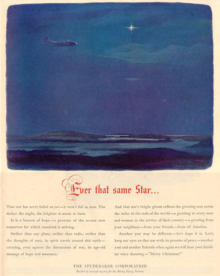 Studebaker The Same Star Merry Christmas 1943 | Vintage Travel Posters 1891-1970