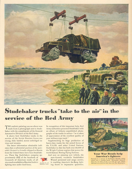 Studebaker Trucks In Service Of Red Army 1945 | Vintage War Propaganda Posters 1891-1970