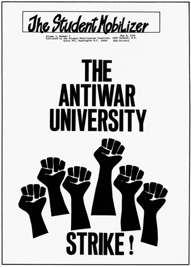 Student Mobilizer Antiwar University Strike 1970 | Vintage War Propaganda Posters 1891-1970