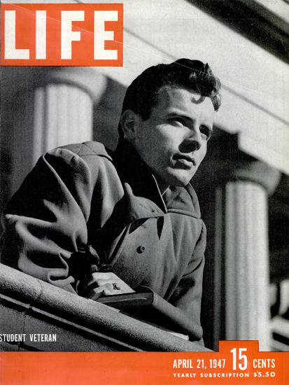 Student Veteran 21 Apr 1947 Copyright Life Magazine | Life Magazine BW Photo Covers 1936-1970