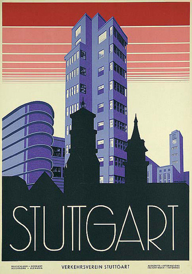 Stuttgart 1930s Fritz Uhlich | Vintage Travel Posters 1891-1970