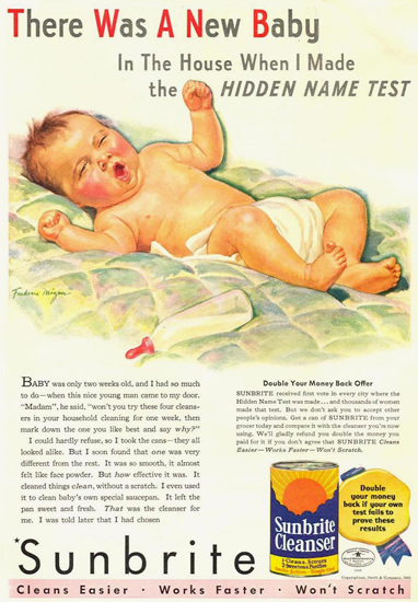 Sunbrite Cleanser Baby Hidden Name Test 1935 | Vintage Ad and Cover Art 1891-1970