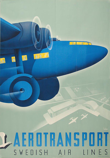 Swedish Air Lines Aerotransport 1930s | Mad Men Art | Vintage Ad Art ...