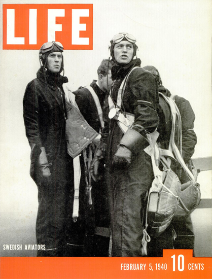 Swedish Aviators 5 Feb 1940 Copyright Life Magazine | Life Magazine BW Photo Covers 1936-1970