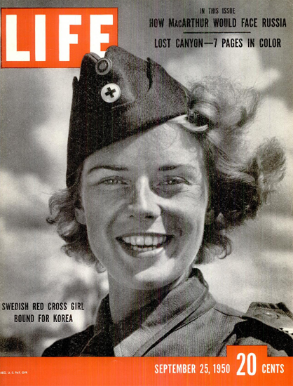 Swedish Red Cross Girl for Korea 25 Sep 1950 Copyright Life Magazine | Life Magazine BW Photo Covers 1936-1970