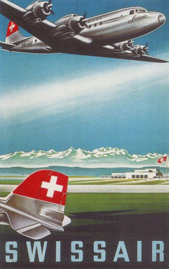 Swissair 1950s Swiss Alps | Vintage Travel Posters 1891-1970