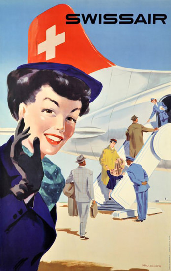 Swissair Stewardess Switzerland 1953 | Sex Appeal Vintage Ads and Covers 1891-1970