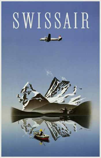 Swissair Swiss Air Lines Switzerland Swiss Alps 1949 | Vintage Travel Posters 1891-1970