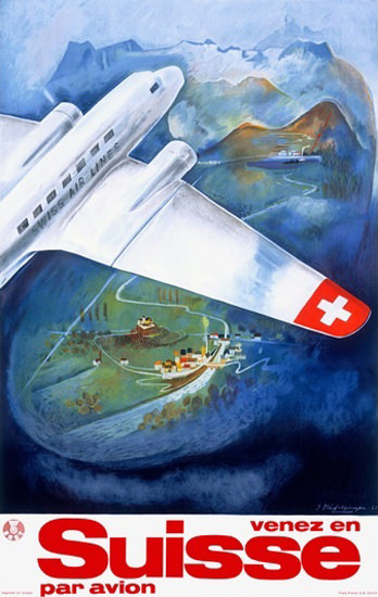 Swissair Venez En Suisse Par Avion | Vintage Travel Posters 1891-1970