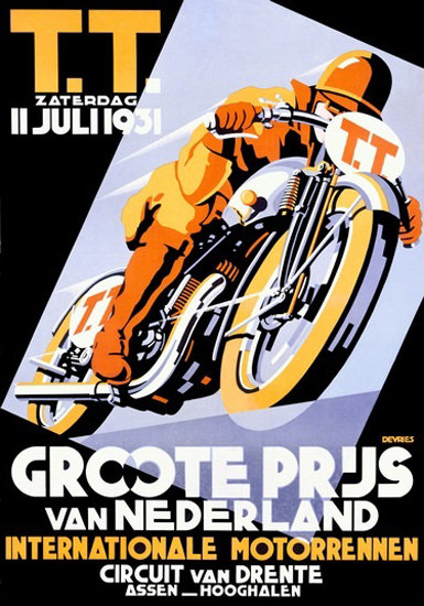 TT Int Motorcycle Race Circuit Van Drente 1931 | Vintage Travel Posters 1891-1970