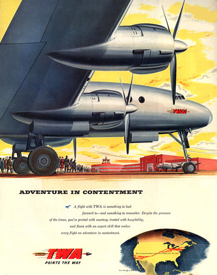 TWA Airline Adventure In Contentment 1945 | Vintage Travel Posters 1891-1970