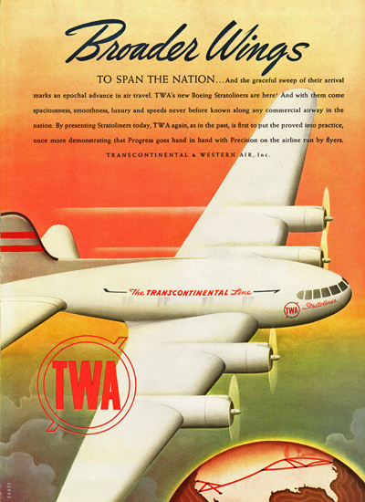 TWA Broader Wings To Span The Nation | Vintage Travel Posters 1891-1970