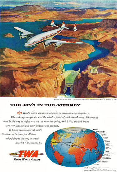 TWA Joys In Journey Super Constellation 1946 | Vintage Travel Posters 1891-1970