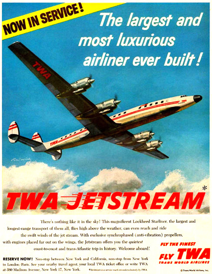 TWA Lockheed Starliner Super Constellation 1957 | Vintage Travel Posters 1891-1970