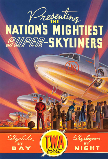 TWA Nations Mightiest Super Skyliners 1939 | Vintage Travel Posters 1891-1970