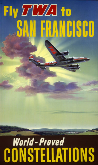 TWA San Francisco 1957 Super Constellation | Vintage Travel Posters 1891-1970