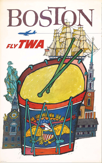 TWA Trans World Airlines Boston David Klein | Vintage Travel Posters 1891-1970