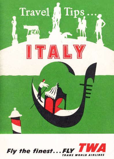 TWA Trans World Airlines Italy 1956 Venice | Vintage Travel Posters 1891-1970