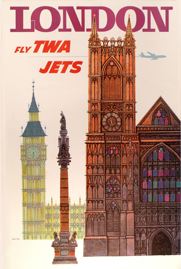 TWA Trans World Airlines London 1960 | Vintage Travel Posters 1891-1970