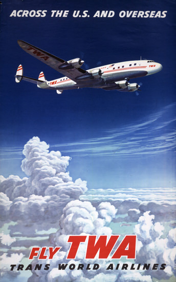 TWA US Overseas Super Constellation 1952 | Vintage Travel Posters 1891-1970