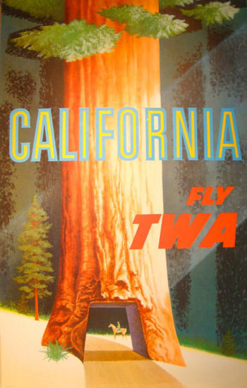 TWA World Airlines California 1960s Sequoia | Vintage Travel Posters 1891-1970