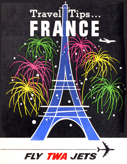 TWA World Airlines France 1956 Eiffel Tower | Vintage Travel Posters 1891-1970