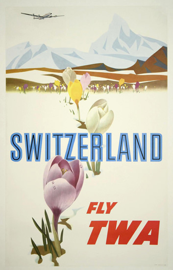 TWA World Airlines Switzerland 1960s Matterhorn | Vintage Travel Posters 1891-1970