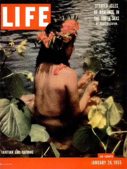 Tahitian Girl bathing 24 Jan 1955 Copyright Life Magazine | Life Magazine Color Photo Covers 1937-1970