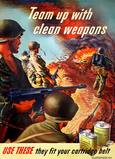 Team Up With Clean Weapons Fit In Your Belt | Vintage War Propaganda Posters 1891-1970