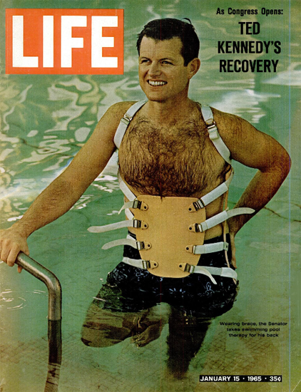 Ted Kennedy Swimming Therapy 15 Jan 1965 Copyright Life Magazine | Life Magazine Color Photo Covers 1937-1970