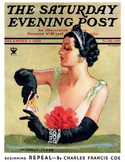 Tempest Inman Saturday Evening Post At the Opera 1933_12_09 | The Saturday Evening Post Graphic Art Covers 1931-1969