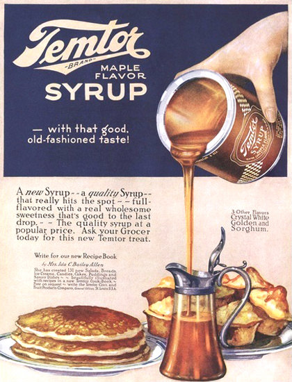 Temtor Maple Flavor Syrup St Louis Pancakes | Vintage Ad and Cover Art 1891-1970