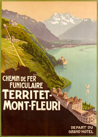 Territet Mont-Fleuri Chemin Fer Funiculaire 1905 | Vintage Travel Posters 1891-1970